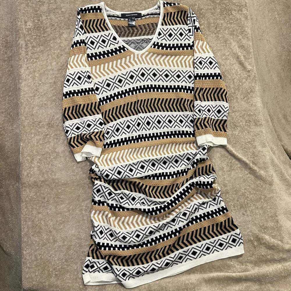 Ashley Stewart Geometric Knit Sweater Dress Size 14/16